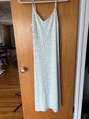 Light Blue Floral Slip Dress - Women's Spaghetti Strap Dress